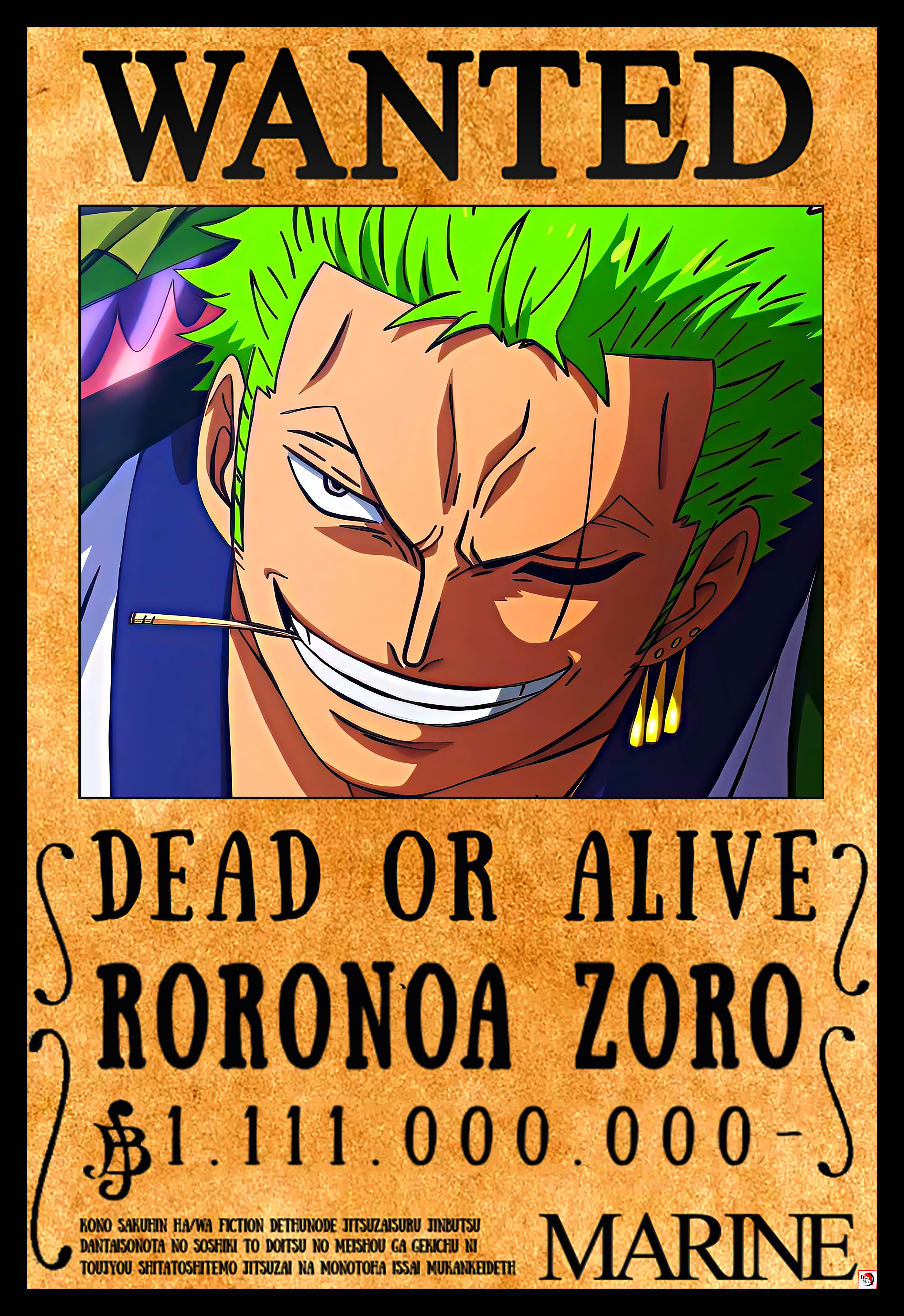 Zoro wanted poster